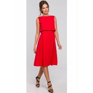 Rochie midi cu pliuri inversate - - Rosu imagine