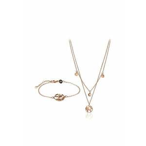 Set de colier cu doua siraguri si bratara cu talisman - Auriu rose imagine