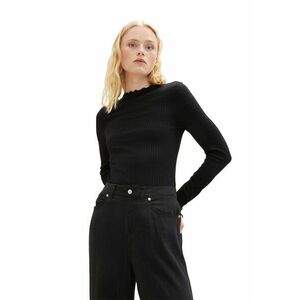 Pulover striat cu terminatii valurite - Negru imagine