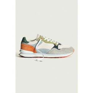 Pantofi sport din piele intoarsa cu aspect contrastant - Gri deschis/Portocaliu/Albastru pal imagine