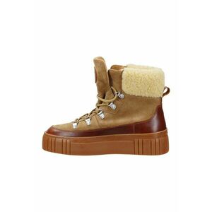 Ghete din piele si piele intoarsa Snowmont - Maro taupe deschis/Caramel imagine