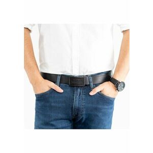 Curea barbati - piele naturala - catarama pin - negru - 90cm imagine