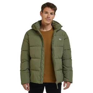Jacheta puffer verde masliniu - poliester - cu gluga - doua buzunare cu fermoar - imagine