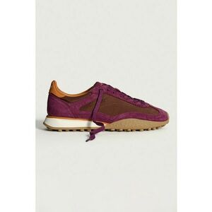 Pantofi sport low-cut de piele intoarsa si material textil - Visiniu/Galben/Roz zmeuriu imagine