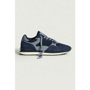 Pantofi sport low-cut cu segmente de piele si piele intoarsa - Albastru lavanda/Bleumarin imagine