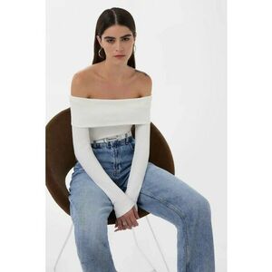 Bluza dama - cu umeri goi - alb - Alb imagine