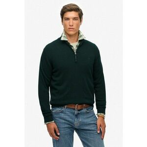 Pulover de bumbac organic cu fenta cu fermoar - Verde inchis imagine