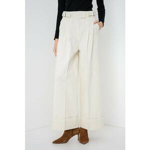 Pantaloni cu croiala ampla si talie inalta Garonna - Crem imagine