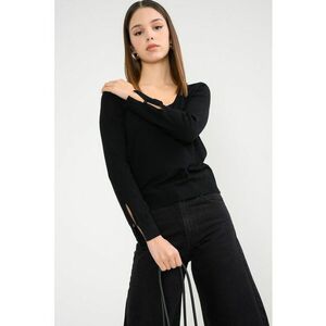 Pulover cu decolteu patrat - Negru imagine