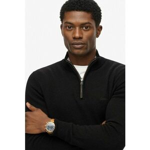 SUPERDRY - Pulover slim fit din amestec de lana cu fenta scurta cu fermoar - Negru imagine