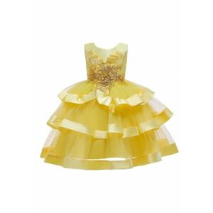 Rochie Model Cu Volane - Eleganta - Fara maneca - Galben imagine