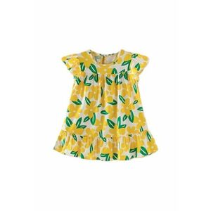 Rochie Model Flowers - Casual - Bumbac - Fete - Maneca scurta - Alb/Verde/Galben imagine