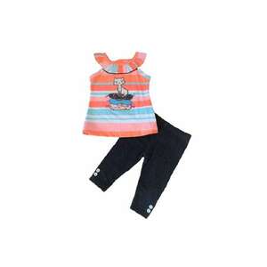 Compleu Cu Colantei - Pisicuta - Maneca scurta - Bumbac - Fete - Multicolor imagine