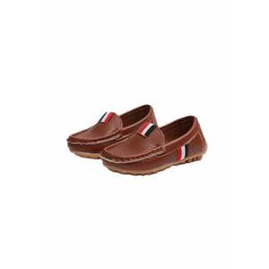 Mocasini Model Pirates - Piele ecologica - Baieti - Fara inchidere - Maro imagine