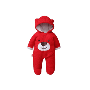 Combinezon Plusat - Teddy - Bumbac - Crem - Rosu imagine