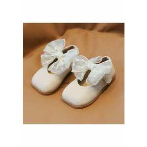 Pantofi Model Organza - Elegant - Piele ecologica - Fete - Velcro - Ivoire imagine