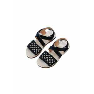 Sandale Cu Plasa Crosetata - Uni - Casual - Fete - Textil - Negru - Negru imagine