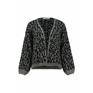 Cardigan lejer cu imprimeu leopard - fara inchidere - Negru/Gri imagine