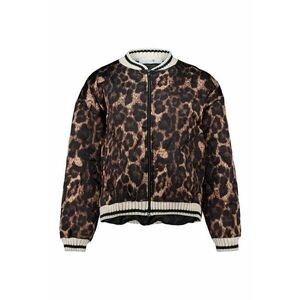 Jacheta cu fermoar si animal print - Maro inchis/Bej imagine