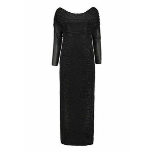 Rochie midi cu decolteu pe umeri - Negru/Argintiu imagine