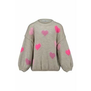 Pulover tricotat cu inimi - Roz/Grej imagine