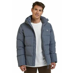 Jacheta puffer gri deschis - cu gluga - maneci elastice - cu 2 buzunare cu fermoar - poliester - imagine