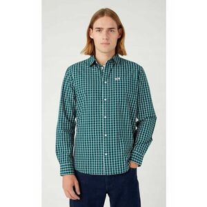 Camasa barbati - model We Care - croiala regulata - verde-teal intens - bumbac - Verde imagine