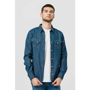 Camasa de denim cu cusaturi contrastante Western - Albastru inchis/Alb murdar imagine