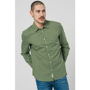 Camasa cu model si maneci lungi - Verde feriga imagine