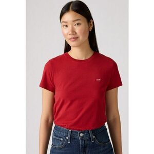 Tricou din bumbac cu decolteu la baza gatului - Rosu imagine