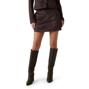 Fusta mini cu aspect de catifea - Maro inchis imagine