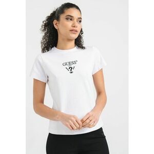 Tricou cu logo brodat pe piept - Alb imagine