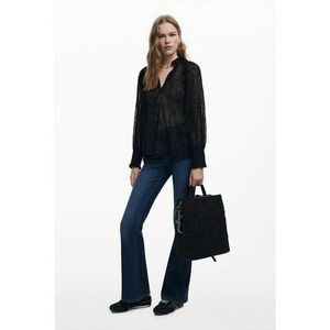 Bluza din sifon cu model floral - Negru imagine
