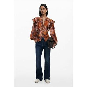 Bluza cu nasturi si imprimeu paisley - Maro cognac/Maro deschis imagine