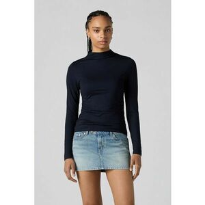 Bluza slim fit uni cu guler inalt - Albastru ultramarin imagine