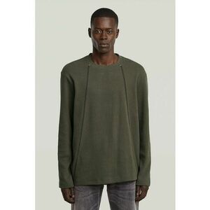 Bluza din bumbac organic cu cusaturi contrastante - Verde feriga imagine