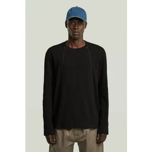 Bluza din bumbac organic cu cusaturi contrastante - Negru imagine