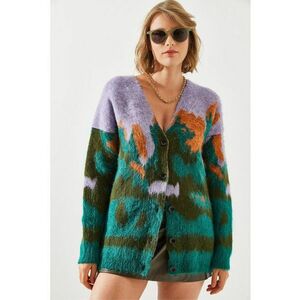 Cardigan lung din jacquard gros - albastru azur - tricot - imagine