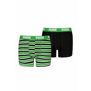 Set de boxeri cu model uni si dungi - 2 perechi - Negru/Verde deschis imagine