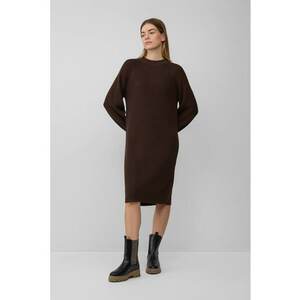 Rochie-pulover lejera cu decolteu la baza gatului - Maro inchis imagine