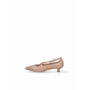 Pantofi din piele cu toc kitten si catarama Aurelie - Roz pal imagine