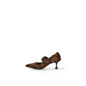 Pantofi din piele cu animal print - Negru/Maro imagine