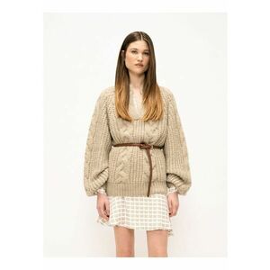 Pulover lejer cu design torsade - Bej imagine