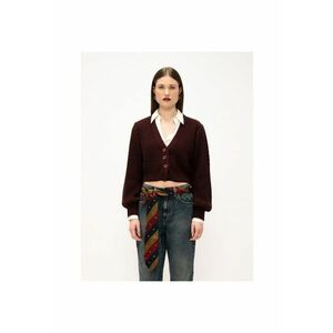 Cardigan crop cu nasturi - Visiniu imagine