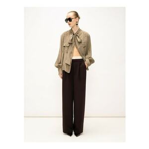 Pantaloni uni cu croiala ampla - Maro cognac imagine