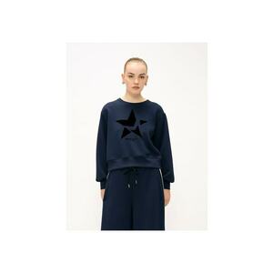 Bluza de trening cu imprimeu stea si maneci cazute Seraphina - Albastru inchis imagine