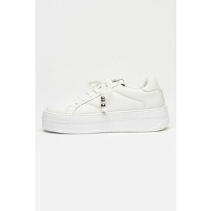 Pantofi sport flatform de piele - Alb optic imagine