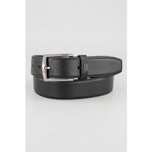 Curea din piele cu aplicatie logo discreta - Negru imagine