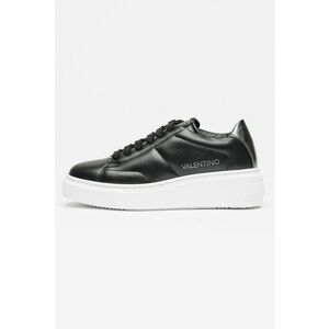 Pantofi sport wedge de piele cu logo - Negru/Argintiu imagine