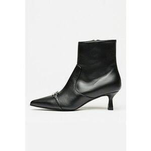 Botine de piele cu varf ascutit - Negru imagine